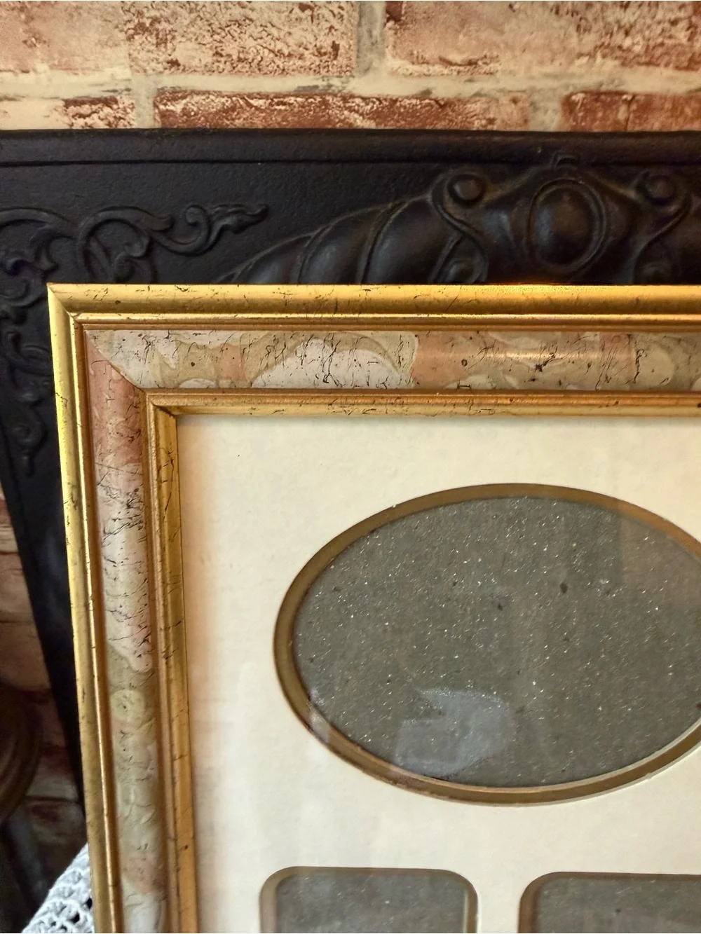 Vtg Matted Multi-Opening Collage Gallery Photo Picture Frame Taupe Rose Gold